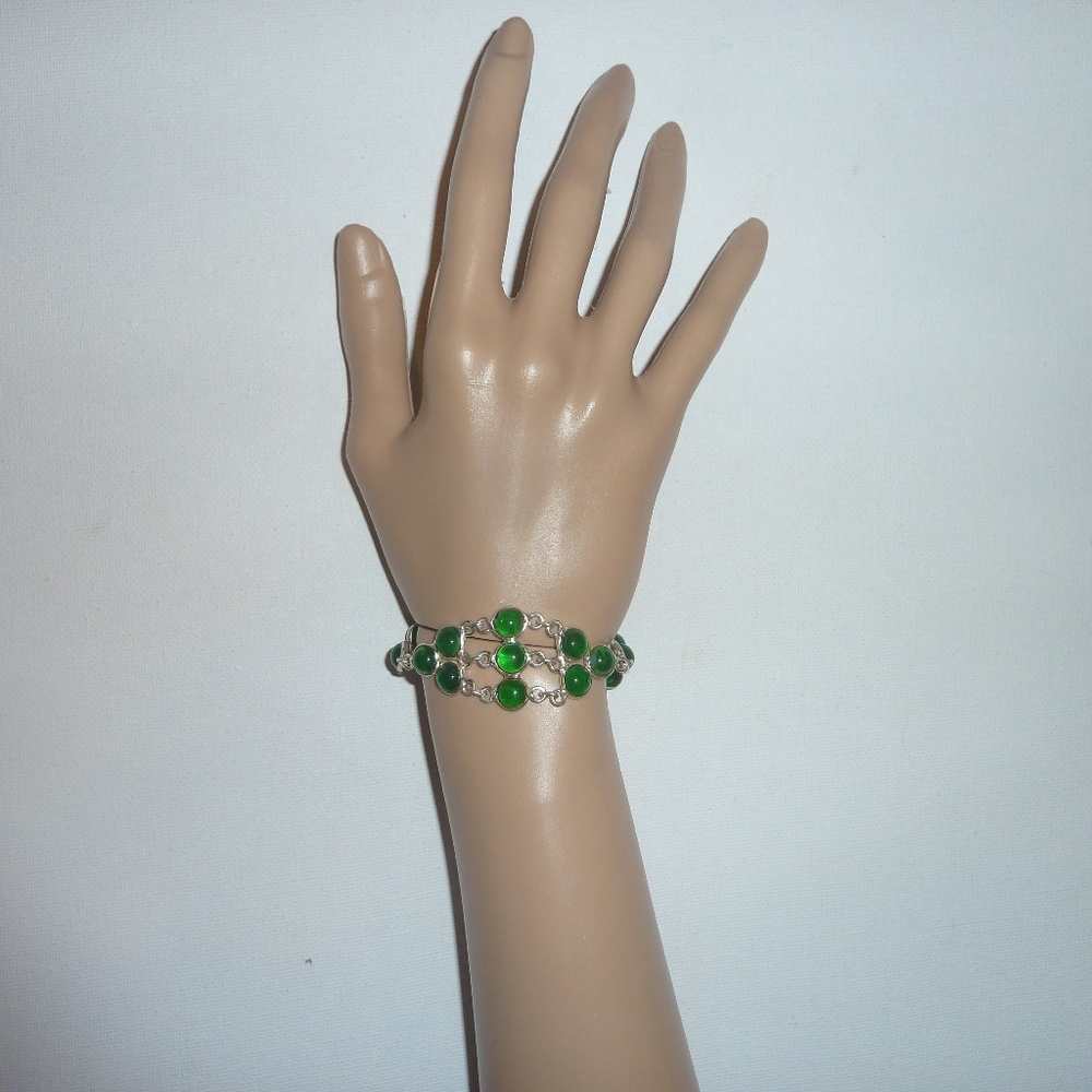 Fashion Bracelet 925 Silver Plated Green Silver